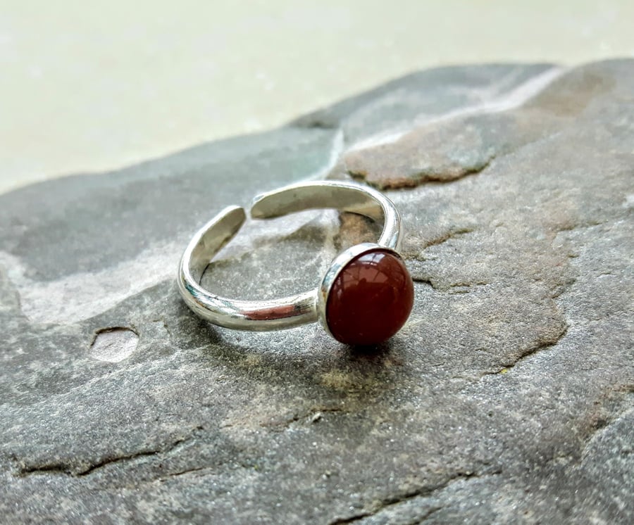 Sterling Silver Adjustable Ring with Carnelian