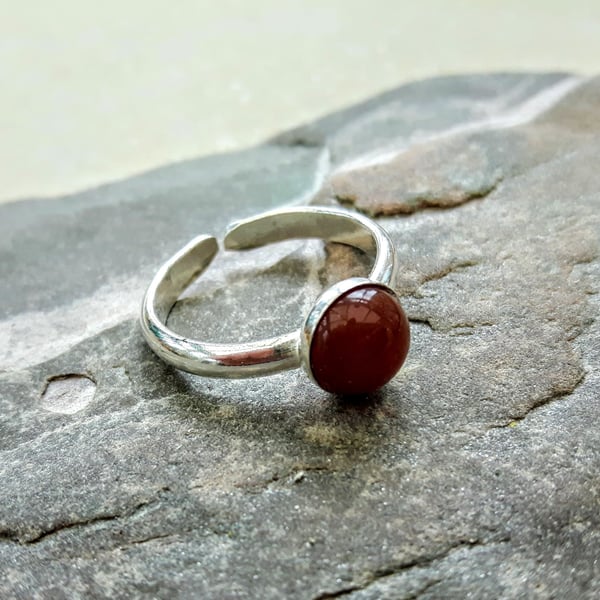 Sterling Silver Adjustable Ring with Carnelian