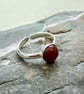 Sterling Silver Adjustable Ring with Carnelian - Image 1