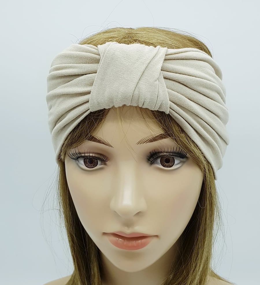 Top knot turban headband, stretch viscose jersey headband, wide headband