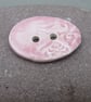 Large Shell Pink Brocade Oval Handmade Ceramic Button - Image 1