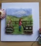 Handmade needle felted On the allotment greetings card