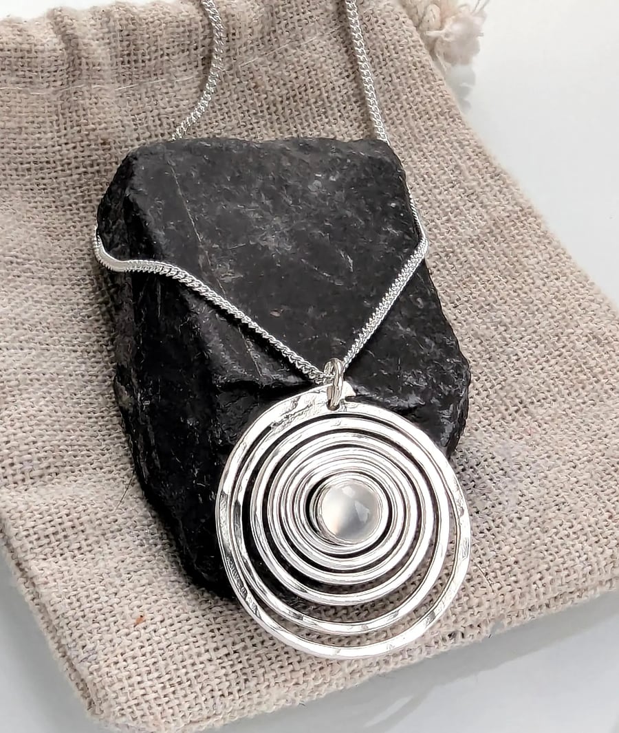 Recycled Sterling Silver Spiral Moonstone pendant