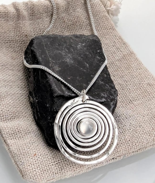 Recycled Sterling Silver Spiral Moonstone pendant