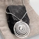 Recycled Sterling Silver Spiral Moonstone pendant, Handmade in Scotland