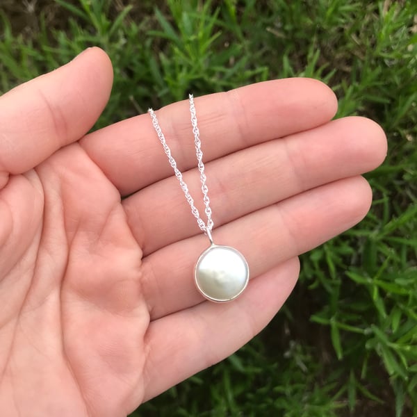 Real Pearl Necklace - Unique Freshwater Pearl Pendant - Bridal Jewellery