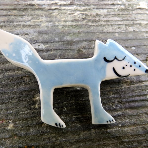 Fox Guy Porcelain Brooch