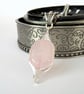 Rose quartz pendant necklace, wire wrapped - Image 2
