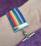 Upcycled Denim Rainbow LGBT Pride Wristband Cuff Bracelet - Free Postage - Image 3
