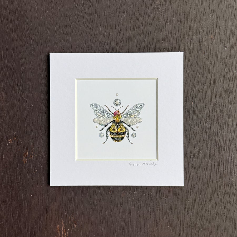 'Beejewelled' 5" x 5" Hand Finished Print 