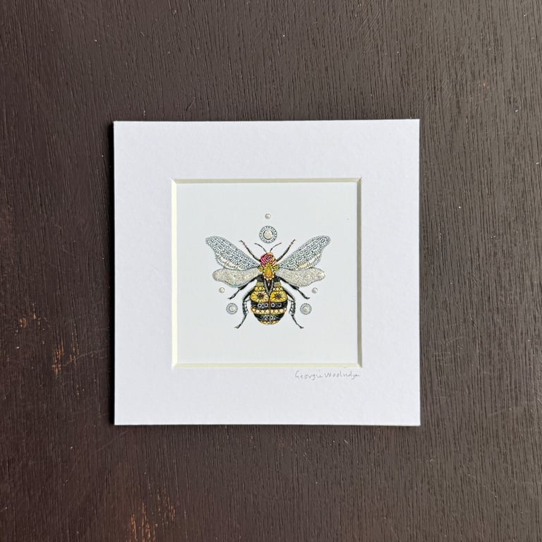 'Beejewelled' 5" x 5" Hand Finished Print 