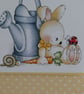Rabbit & Watering Can Card - New Baby, Birthday,  Easter  - Image 4