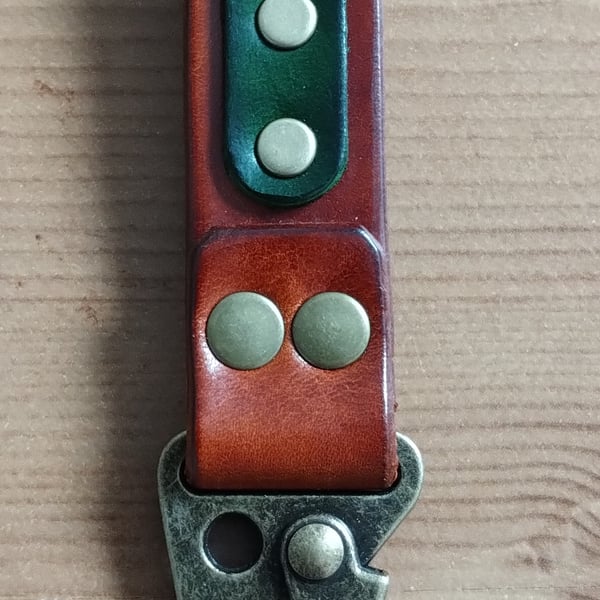 Leather Riveted Keyring Belt Dangler HK Sling Clip 