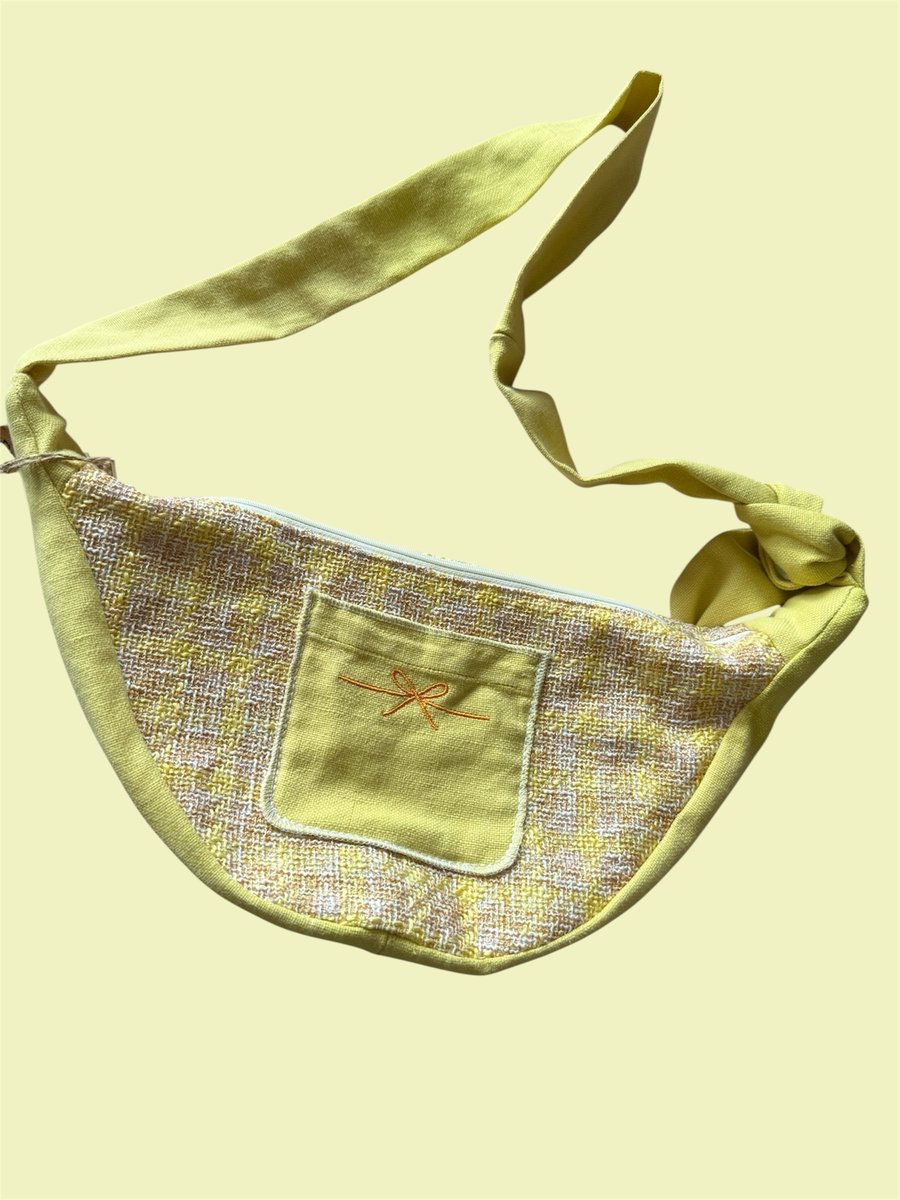 Upcycled luna bag - crossbody  bag, the Bright Sunshine Luna Bag