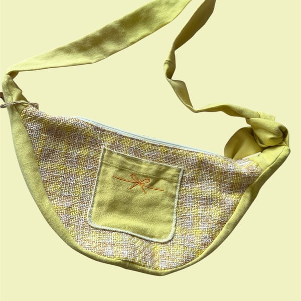 Upcycled luna bag - crossbody  bag, the Bright Sunshine Luna Bag