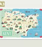 Kent map A3 illustrated poster - Image 1