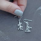 Small dangly earrings, kinetic drop earrings silver, style 1.