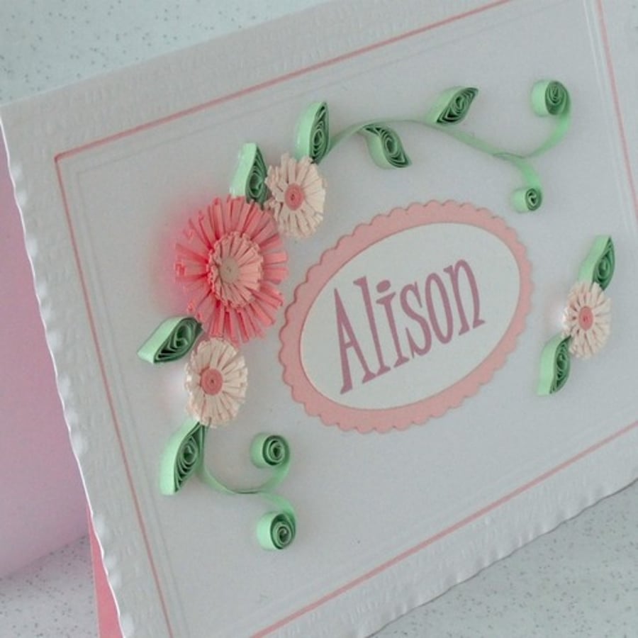 Quilling birthday card personalised Folksy