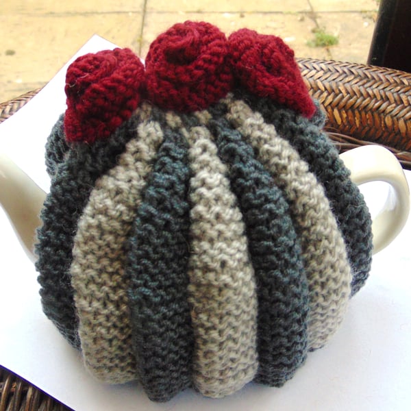 Hand Knitted Small  Roses Tea Cosy