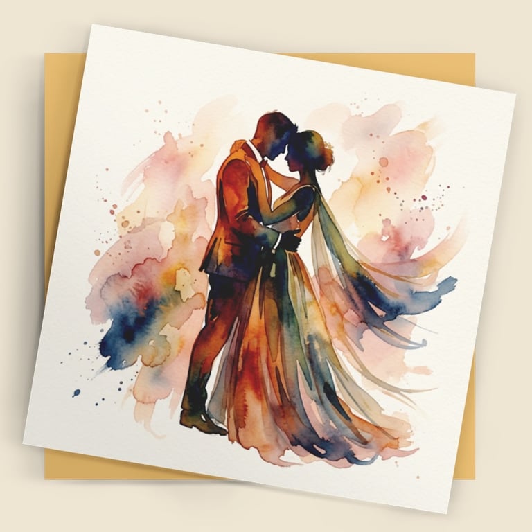 Wedding Card 3 – Expressive Bride & Groom Square Greeting Card
