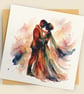 Wedding Card 3 – Expressive Bride & Groom Square Greeting Card