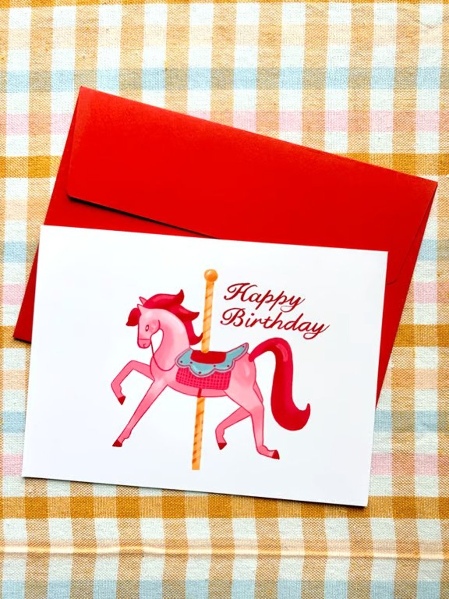 Carousel Horse Birthday Card