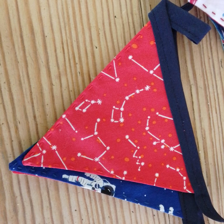Mini bunting in a space theme (1) ideal for party or room decoration.