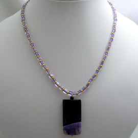 Purple and Black Agate Necklace