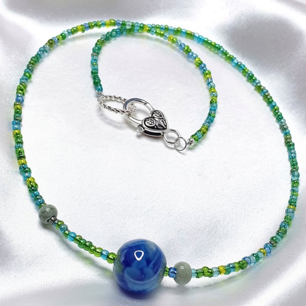 Ceramic Beads and Seed Bead Necklace