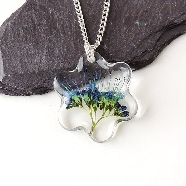 Blue Flower Necklace - SALE (404a)