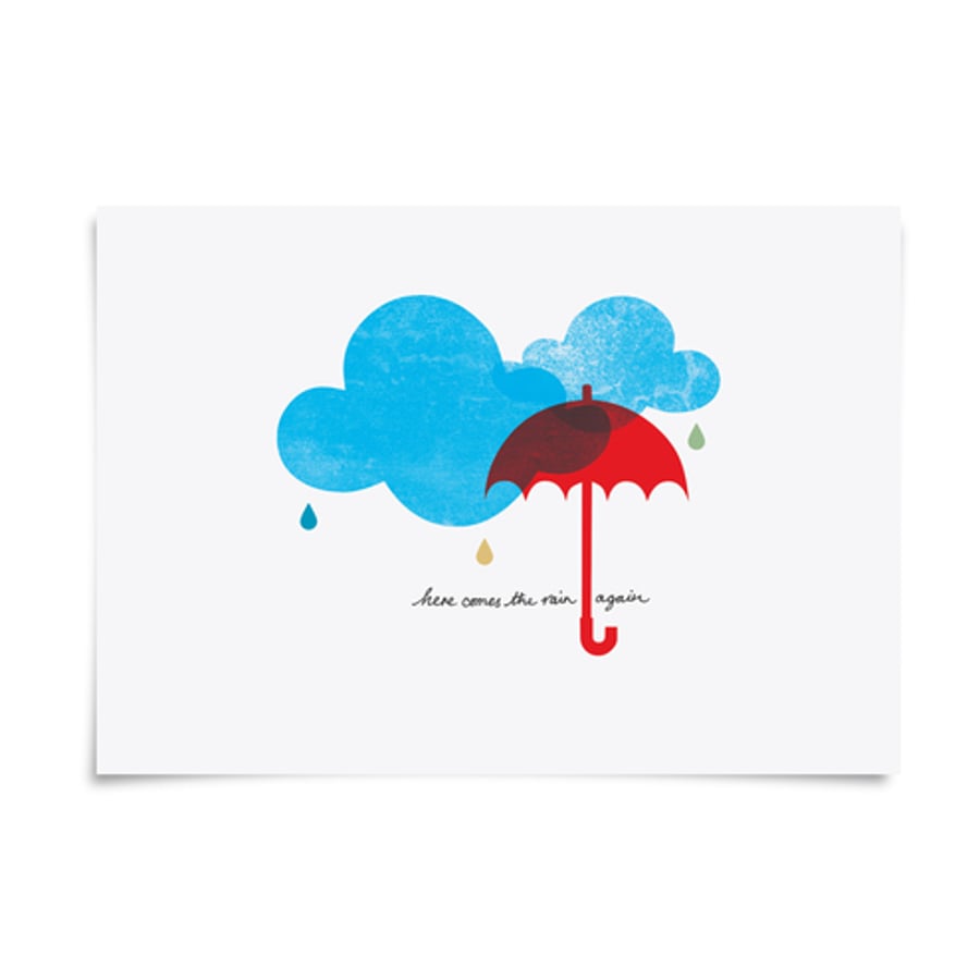 Here Comes The Rain Again - A4 Giclee Print