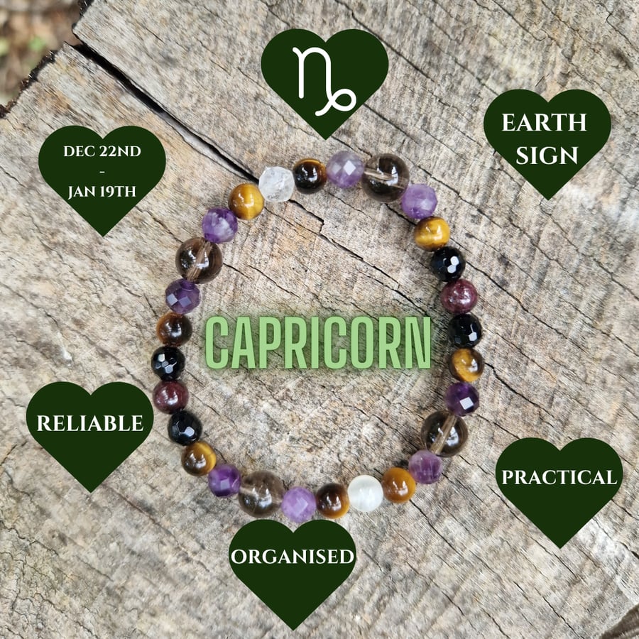 Capricorn Zodiac Star Sign Gemstone Bracelet 