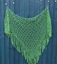 Fringed triangular green crochet lace shawl 100% Cotton - design A444 - Image 7