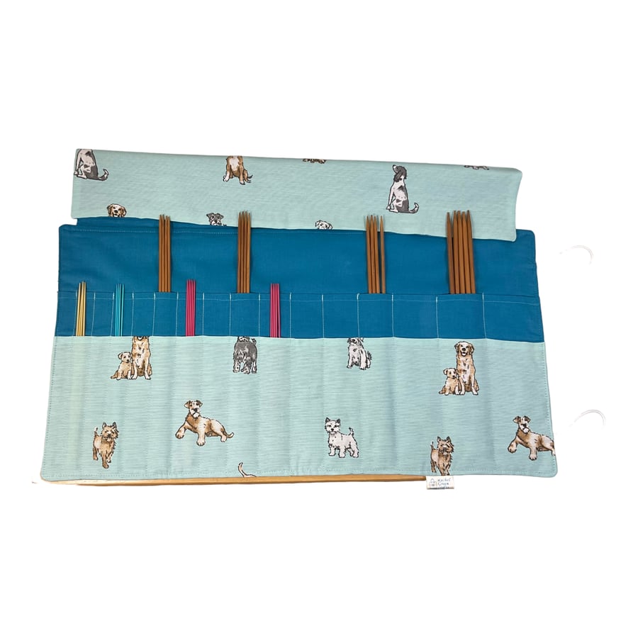 Double pointed case with dogs, retriever DPN Case, knitting needle case, crochet