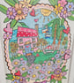A cute little polkadot cottag with lots of flowers layered original artwork. - Image 5