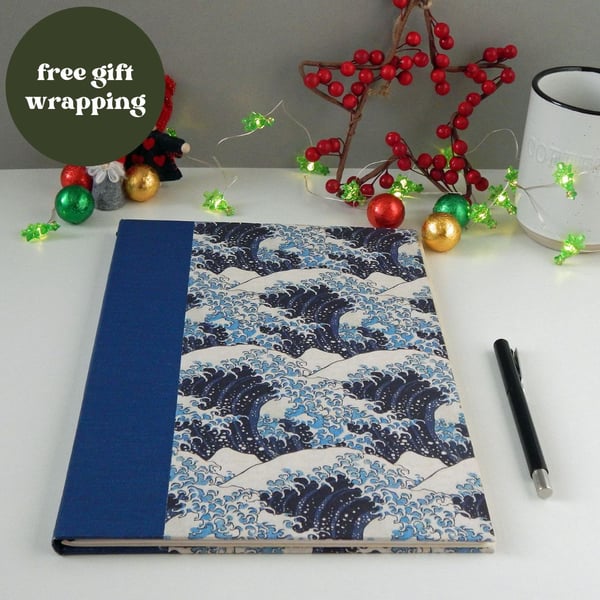 The Wave, A4 Notebook Cover, with replaceable notebook. Free UK Shipping. 
