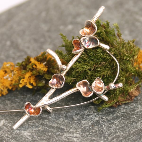 Sterling silver tree brooch