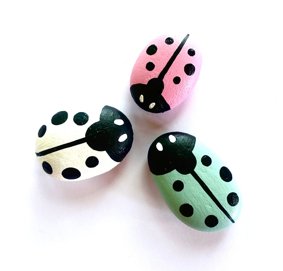 Pretty Pastel Ladybirds - Set of 3 - READY TO SHIP