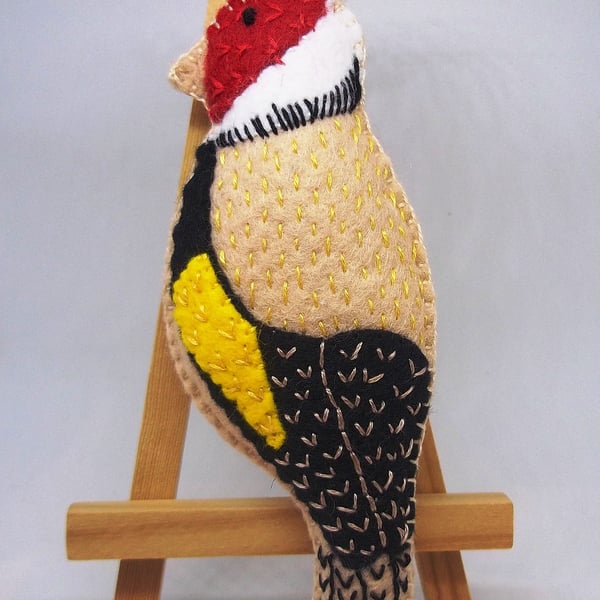 Garden Bird range felt embroidered Gold Finch 