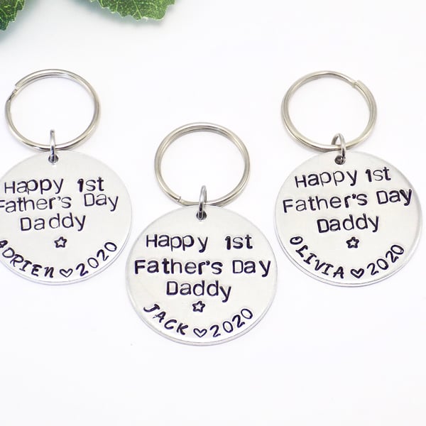 First Father's Day Keyring, Personalised Keyring, 1st Father's Day, New Dad Gift