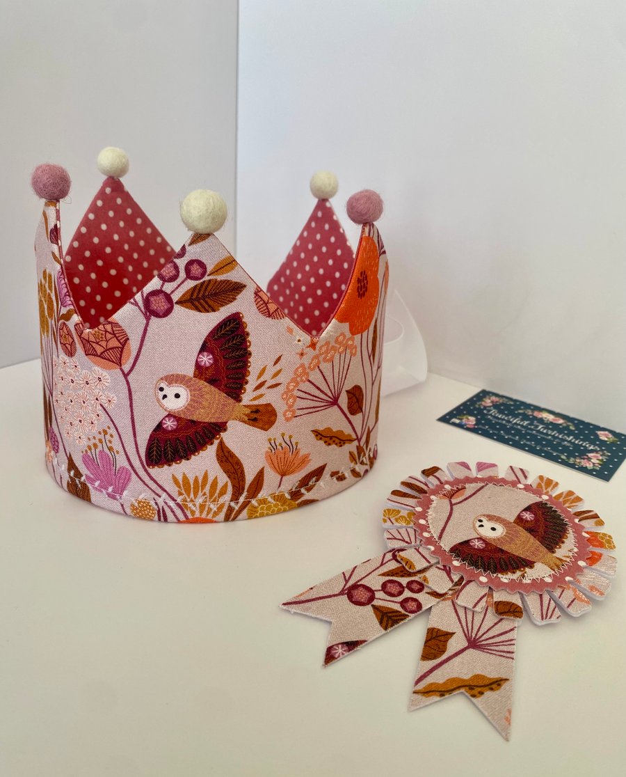 Child’s Fabric Crown & Birthday Badge Set 