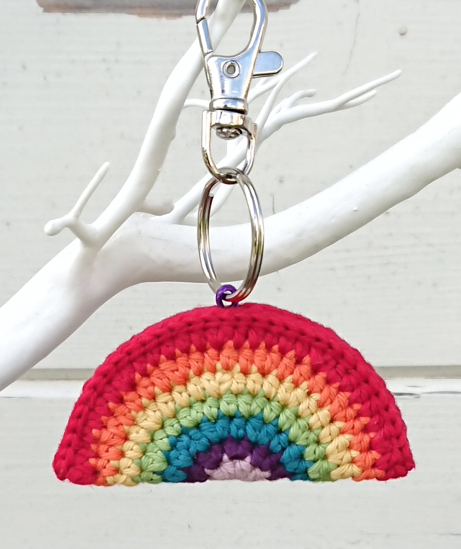 Crochet Rainbow Keyring, Bag Charm