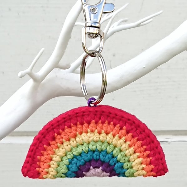Crochet Rainbow Keyring, Bag Charm