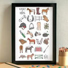 Horse Riding Alphabet Art Print