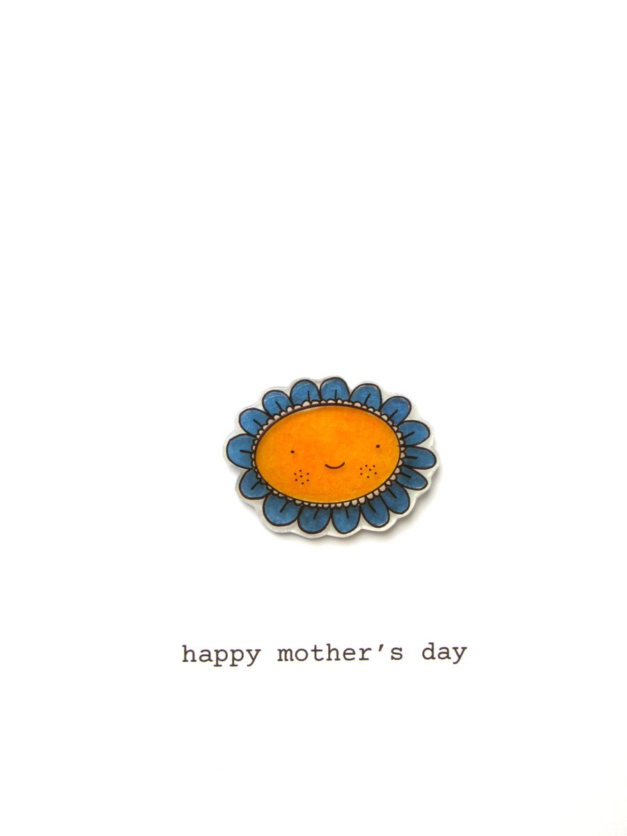 mother's day card - petals the happy flower (blue)
