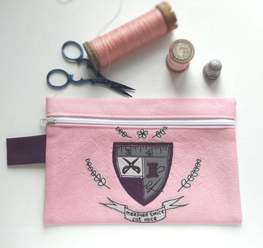 freehand embroidered pencil case for crafters - sewing