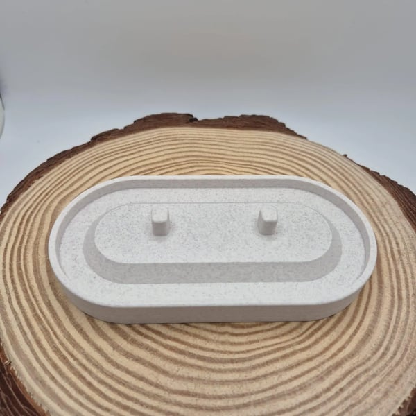 Serenity Toothbrush Holder, White Marble with Chestnut Flex, bathroom storage