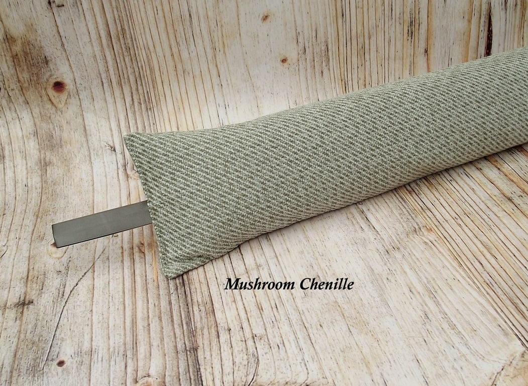 Draught Excluder 1.9kg Mushroom Chenille fabric heavy weight 