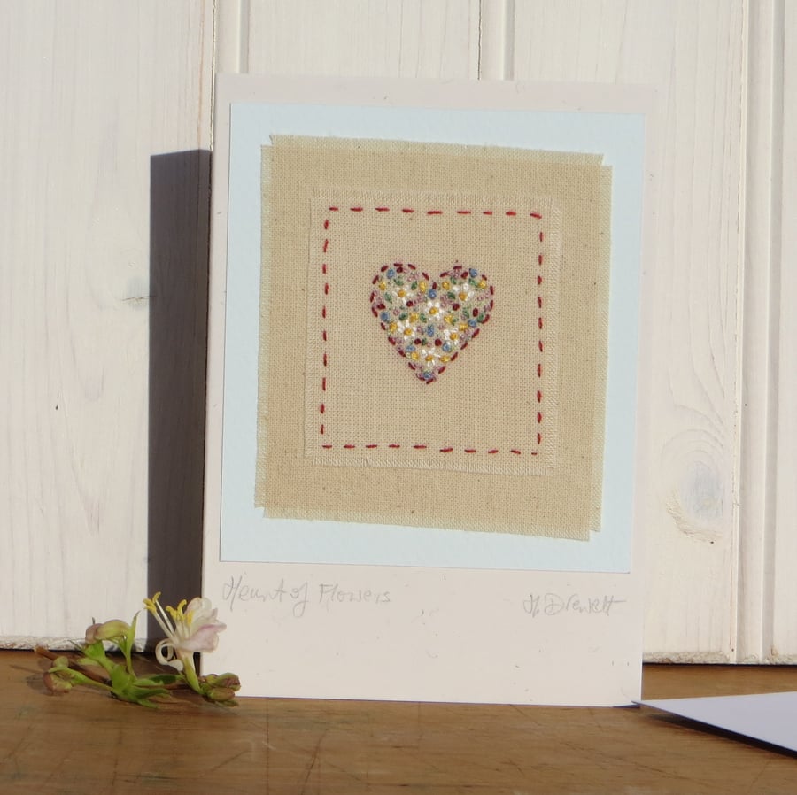 Embroidered flowers in heart, beautiful way to send your love to someone special