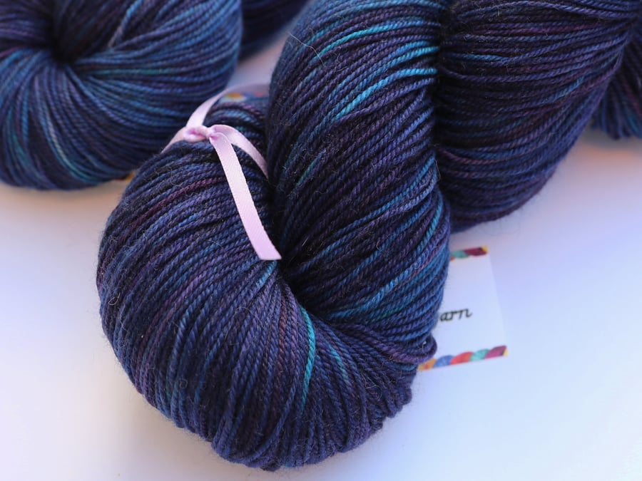 SALE Midnight Adventure - Superwash merino, yak, nylon 4 ply yarn